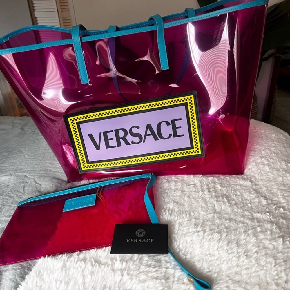 Versace Fuchsia Tote with Teal Details